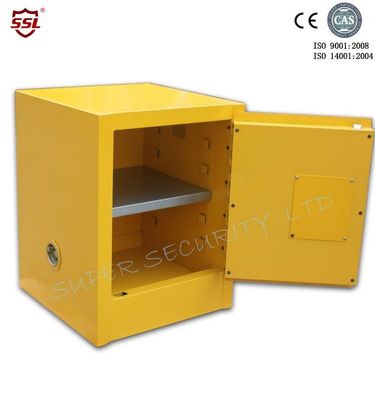 Beli Yellow Powder Coated Flammable Chemical Storage Cabinets For Laboratory , Bench Top pembuatan online
